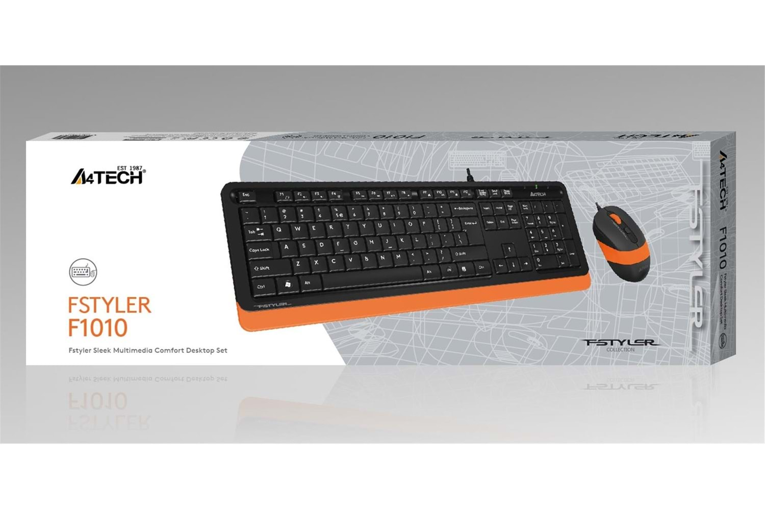 A4 Tech F1010 Q Usb Turuncu Fn-Mm Klv+Optik Mouse Set