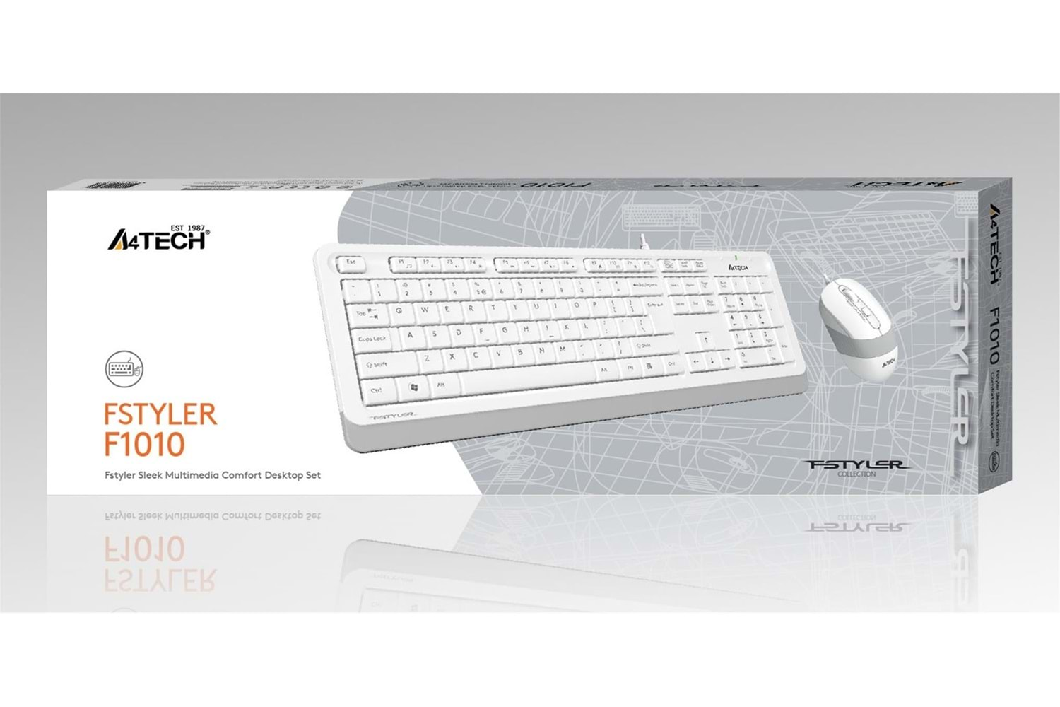 A4 Tech F1010 Q Usb Beyaz Fn-Mm Klv+Optik Mouse Set