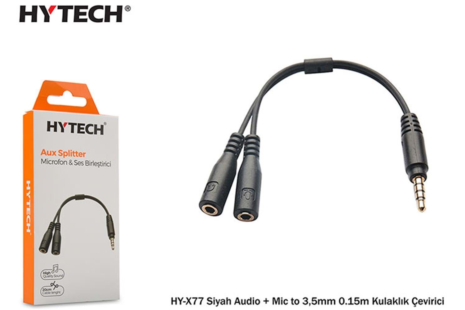 Hytech HY-X77 Siyah Audio + Mic to 3,5mm 0.15m Kul