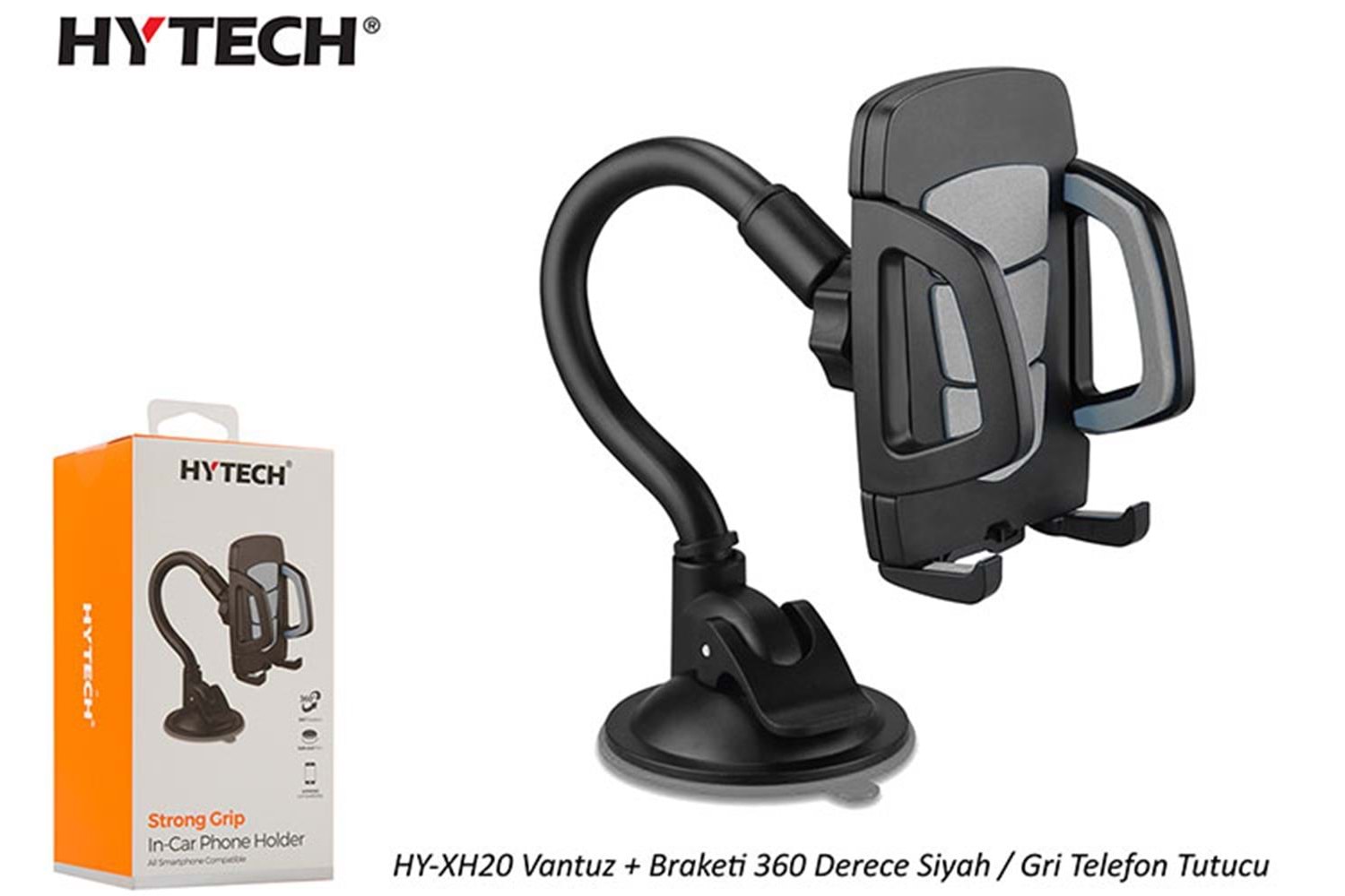 Hytech HY-XH20 Vantuz + Braketi 360 Derece Siyah-Mavi Telefon Tutucu