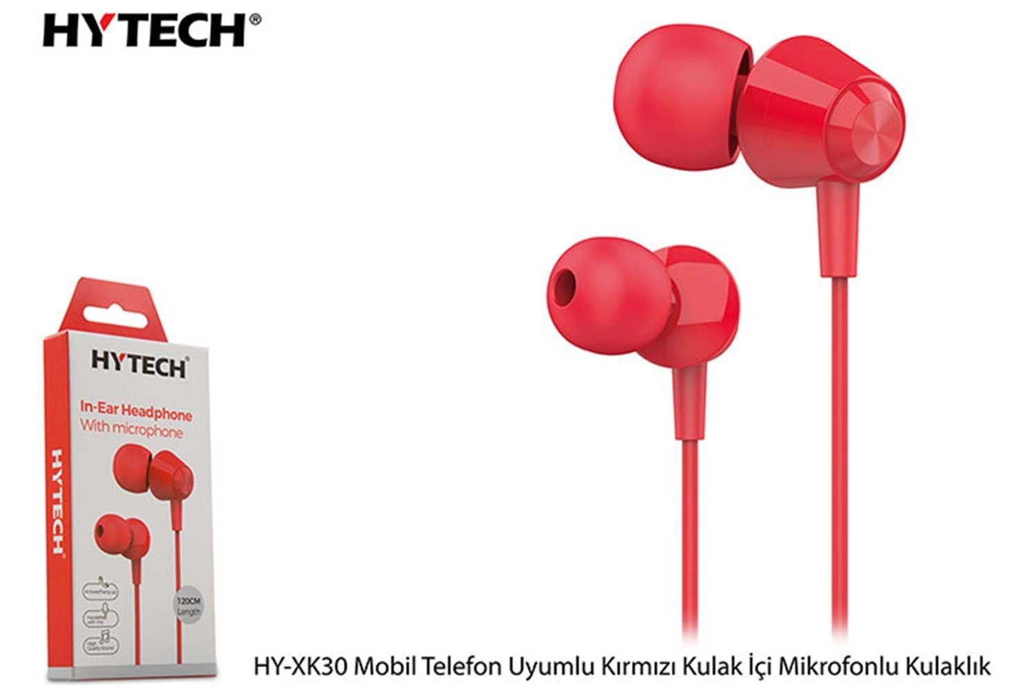 Hytech HY-XK30 Mobil Telefon Uyumlu Kırmızı Kulak İçi Mikrofonlu Kulaklık