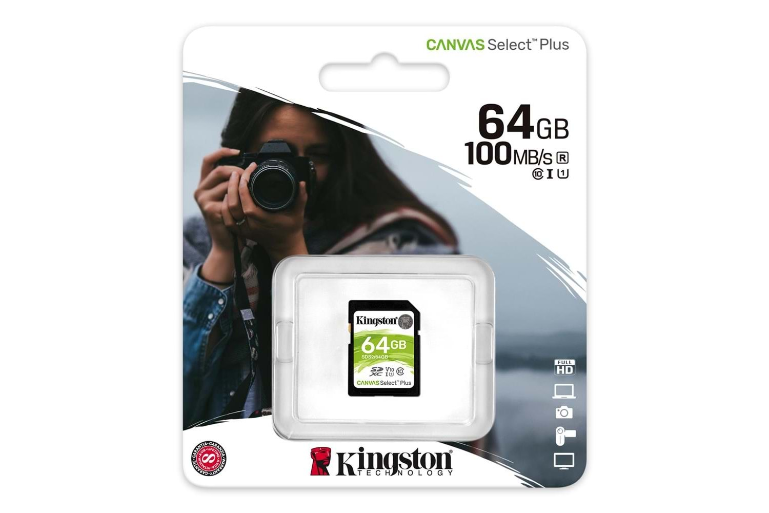 Kingston SDS2-64GB 64GB SDXC Canvas Select Plus 100R C10 UHS-I U1 V10 Hafıza Kartı