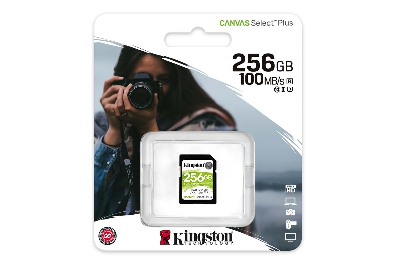 Kingston SDS2-256GB 256GB SDXC Canvas Select Plus 100R C10 UHS-I U3 V30 Hafıza Kartı