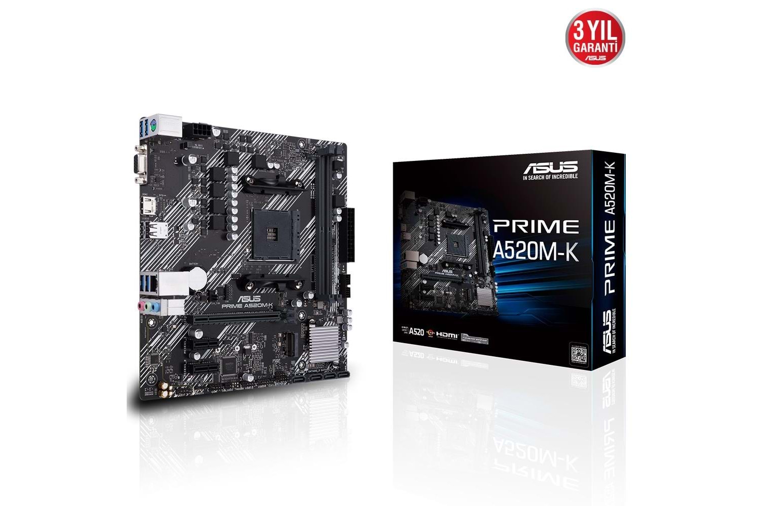 Asus Prime A520M-K AMD AM4 64GB DDR4 4600Mhz M2 Vga-Hdmi mATX Anakart