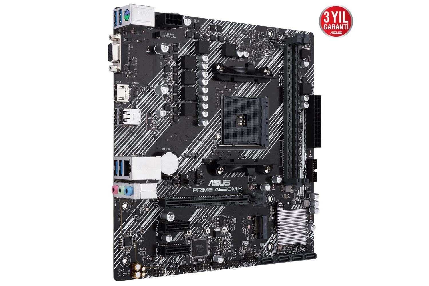 Asus Prime A520M-K AMD AM4 64GB DDR4 4600Mhz M2 Vga-Hdmi mATX Anakart