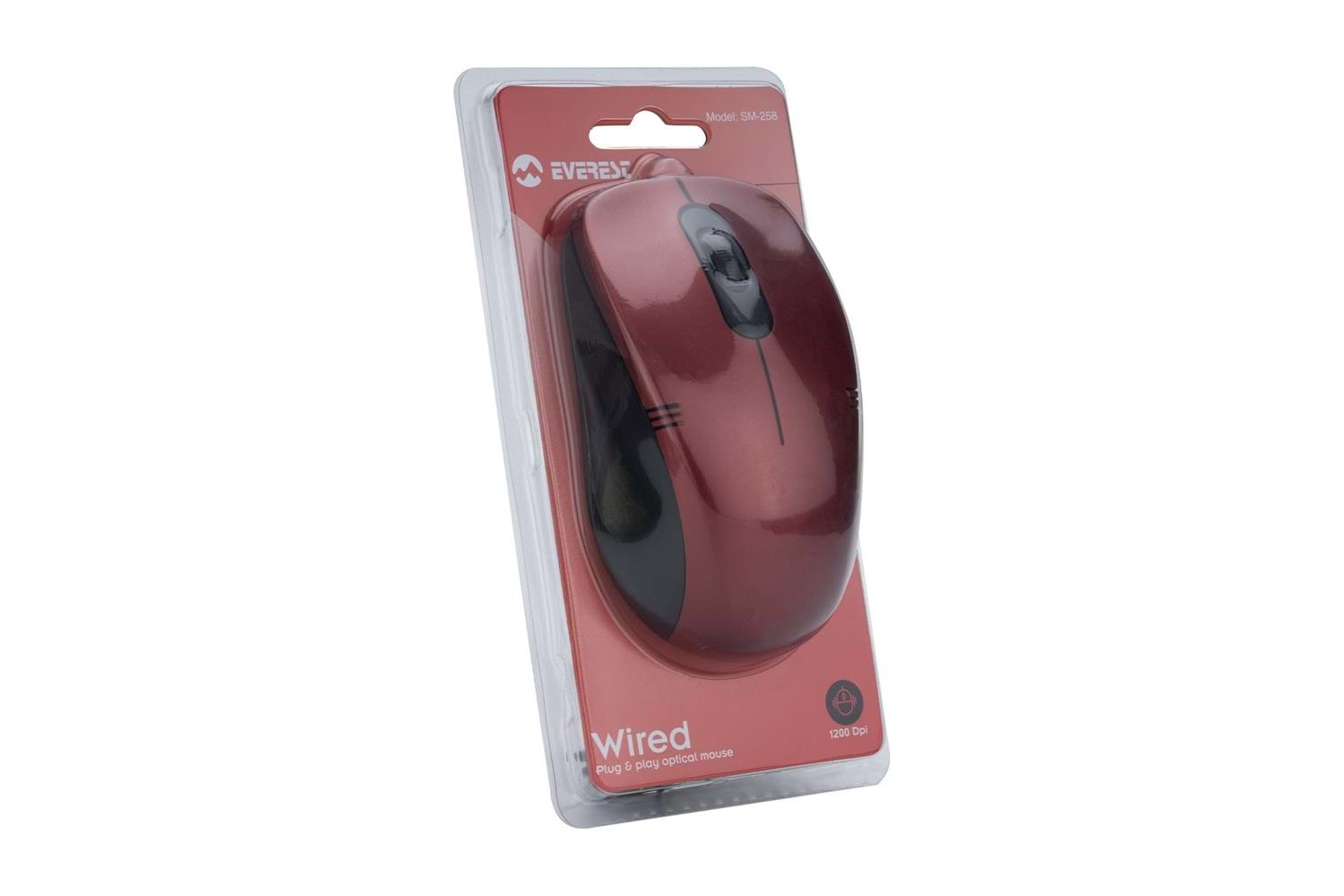 Everest SM-258 Usb Kırmızı 1200dpi Optik Kablolu Mouse