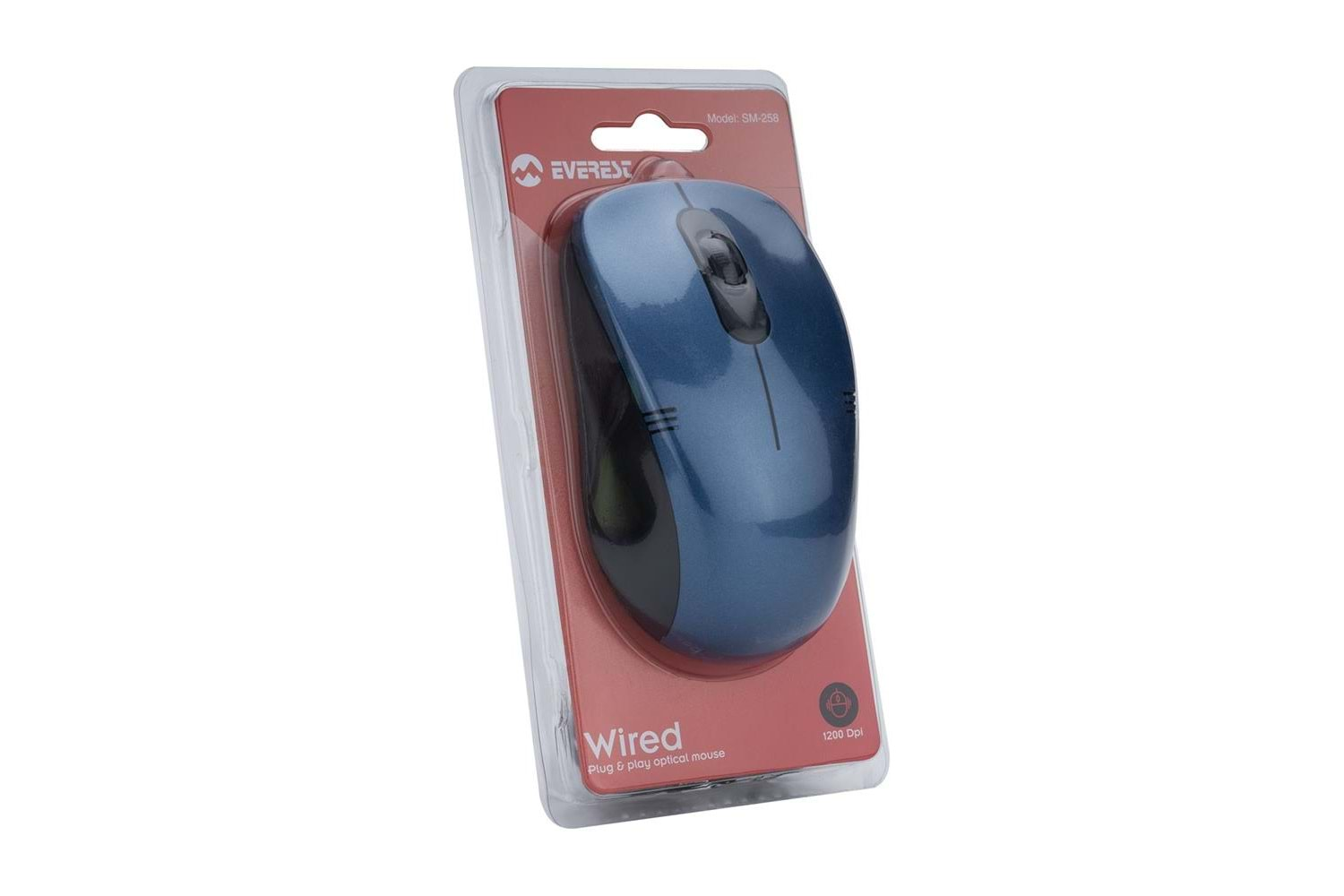 Everest SM-258 Usb Mavi 1200dpi Optik Kablolu Mouse