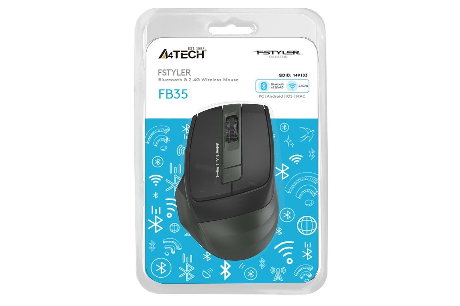 A4 Tech Fb35 Yeşil Bluetooth+2.4G Nano Kablosuz Optik 2000 Dpi Mouse