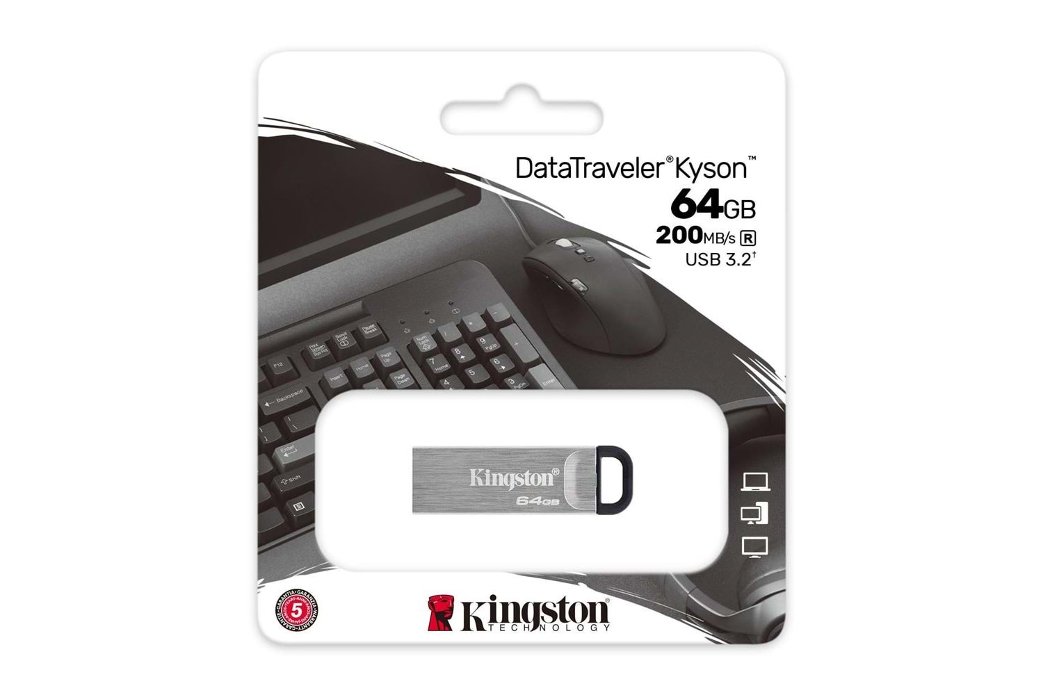 Kingston DTKN-64GB 64GB DataTraveler Kyson 200MB-s Metal USB 3.2 Gen 1 Flash Bellek