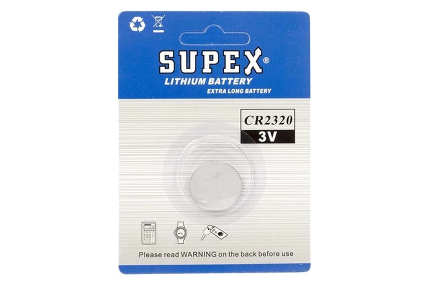 Supex CR2320 3V Lityum Tekli Paket Pil