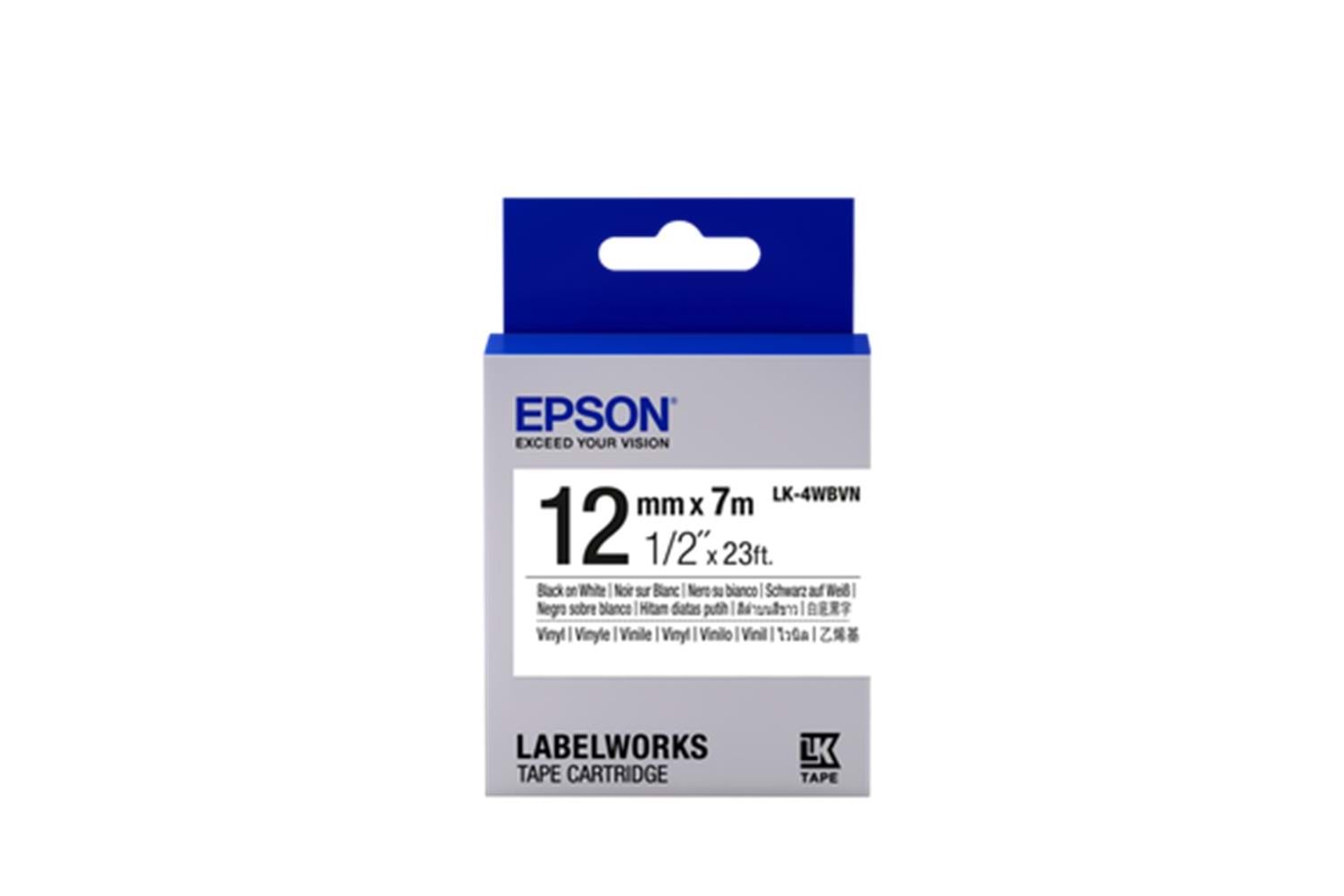 Epson LK-4WBVN Beyaz Üzeri Siyah 12MM 7Metre Etiket