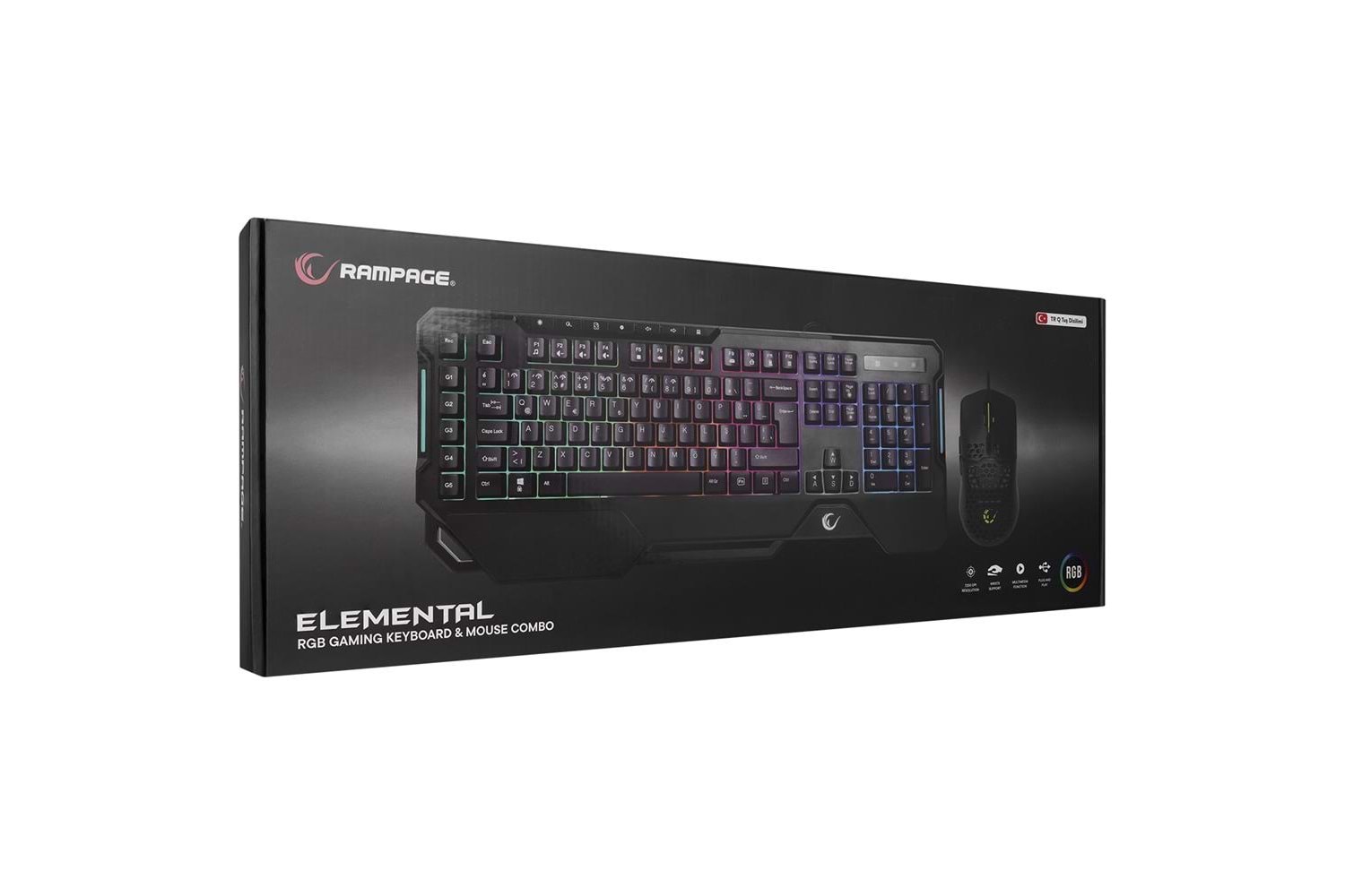 Rampage KM-R96 ELEMENTAL Siyah RGB Aydınlatmalı Q Oyuncu Klavye ve Mouse Gaming Set 7200dpı