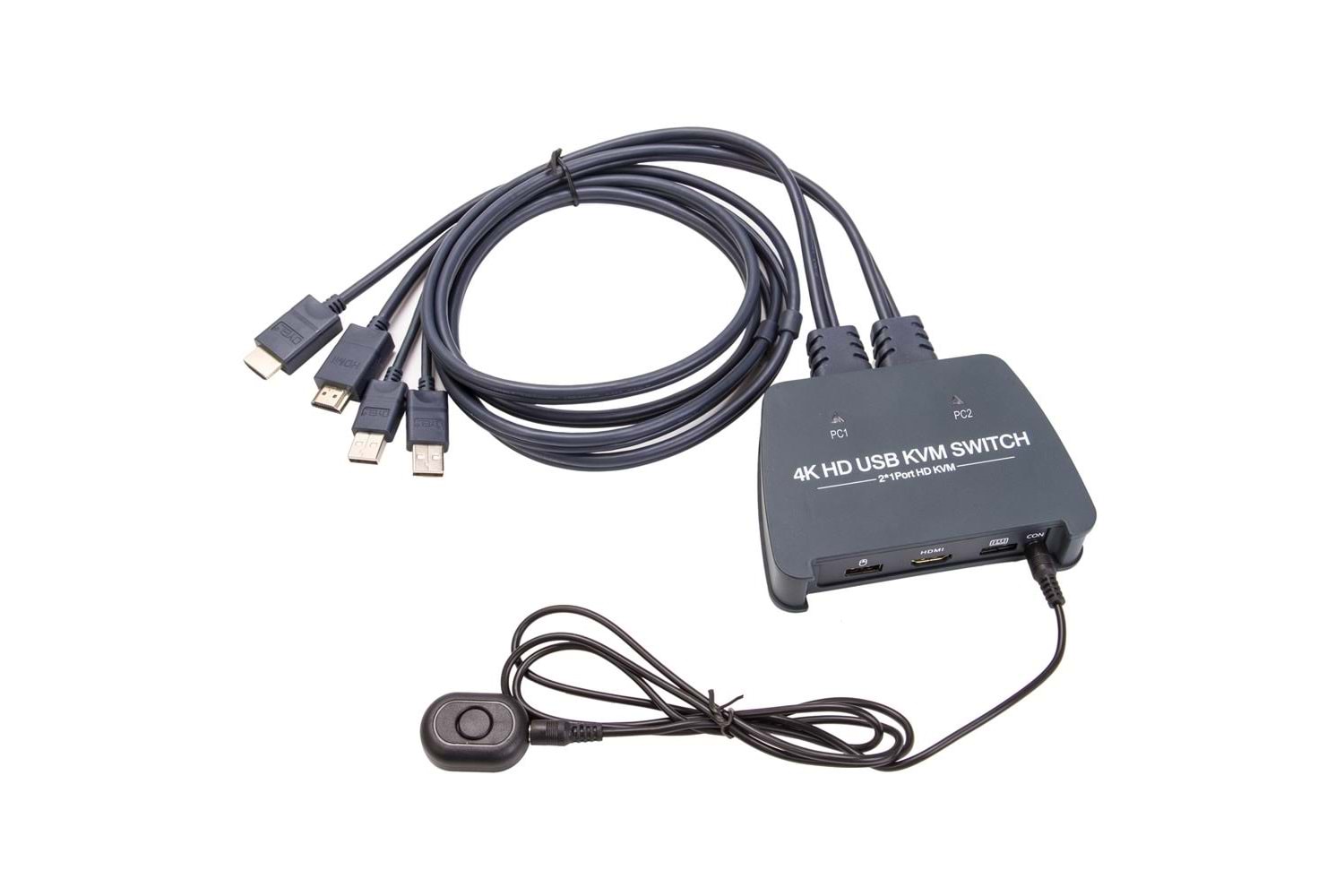 Vcom DD221-4K 2 Port Hdmi 1.4V 4K@30Hz Plastik Kasa Kvm Switch