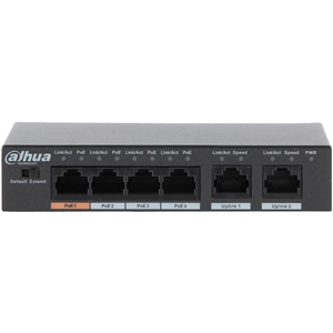 DAHUA 6port-4port PoE 60w 10/100 Yönetilemez Metal Kasa Switch DH-PFS3006-4ET-60