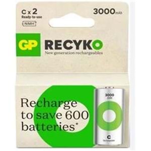 Gp 3000 mAh Orta Boy Şarjlı Pil 2 li Paket C Boy GP300CHCBMTR-2EB2