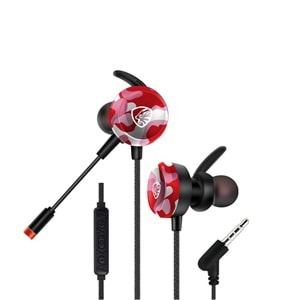 Hytech HY-GK4 3,5 Oyuncu Esnek Mikrofonlu Kırmızı Kamuflaj Kulakiçi Kulaklık 