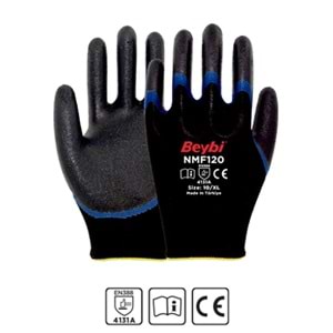 Beybi NMF120 10 bEDEN 12Lİ Mikro Köpük 1-2 Nitril Kaplı Polyester Örgü Eldiven