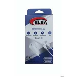 Elba ELB05-PD-25WIOS Beyaz 25W Usb-c Ev Şarj Kafa+1mt Type-c To Lightnıng Kablo PD3.0-QC4.0 Hızlı Ş 