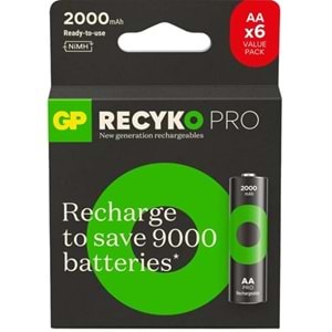 GP AA 2000 mAh Pro Şarjlı Kalem Pil 4+2li Paket Paket GP210AAHCBR21-2GVPTLB6