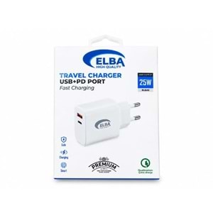 Elba ELB15 25W 3.0A Usb-A To Usb-C Çift Girişli Hızlı Şarj Akım Koruma Isıya Dayanıklı EV Şarj Kafa