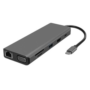 Hytech HY-USBC32 4K-2K Ultra HD Gri Metal 5x USB2.0-USB3.0 100M RJ45 PD, TypeC Data, ö