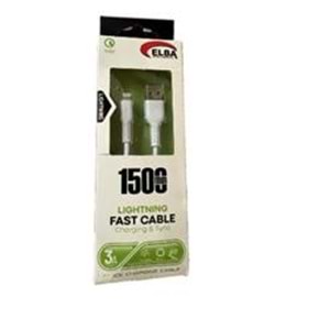 Elba Elb38-L1 1,5Mt iPhone Lightning Beyaz 3A Hızlı Şarj Kablosu