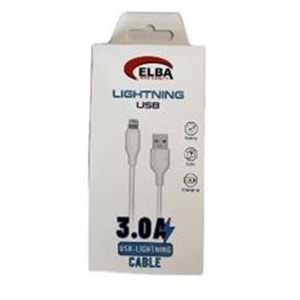 Elba Elb27-IOS 1Mt iPhone Lightning 3A Hızlı Şarj Hasırlı Şarj Kablosu Beyaz
