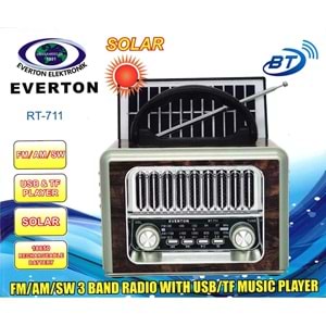 Everton Rt-711-Usb-Tf-Am-Fm-Sw-Tws-Usb Güneş Enerjili Nostaljik Radyo