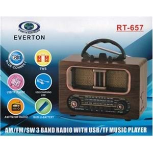 Everton Rt-657 Bluetooth Fm-Usb-Tf-Aux Şarjlı Nostaljik Radyo