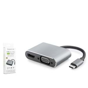 HADRON HDX7838 TYPE-C TO HDTV HDMI 4K 30HZ + VGA 2IN1 GRİ