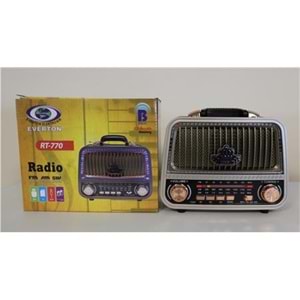 Everton Rt-770 Şarjlı Led Işıklı Nostaljik Radyo(Bluetooth Fm-Usb-Tf-Aux)