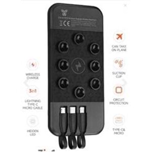 Snapron SNP-3003 10.000 Mah Vantuzlu Wireless Kablosuz ve 3in1 Kablolu Powerbank