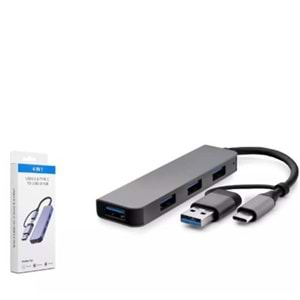 HADRON HDX7040 TYPE-C HUB 3-USB2.0 + USB3.0 GRİ