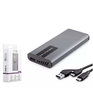 HADRON HDX1781 SSD KUTU TYPE-C3.1 + USB3.0 NGFF ALİMÜNYUM + PLASTİK M2 CHIP RTL9201R RGB GR