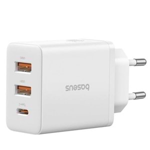 BASEUS P10111402213-00 Cube Hızlı 2 USB-A + Type-C 30W Şarj Cihazı Beyaz