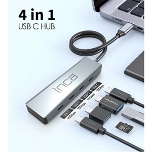 Inca ITPT-4TX 4 Port Type-C 3.1 Veri ile3.1 10 Gbps Type-C Çoklayıcı Kablo uzunluğu 15cm