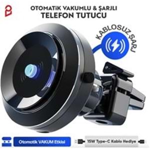 Enkado Otomatik Vakumlu Kablosuz Şarjlı Araç İçi Telefon Tutucu