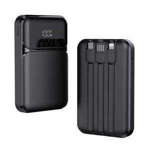 SnapMax SNP-3006 10.000 mah Hızlı Şarj LED Göstergeli 3in1 Dahili Kablolu Powerbank 