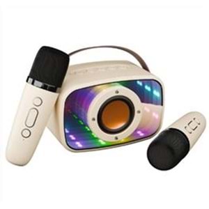 Mikado MD-57BT Endless 5W Bej TF + USB + AUX + BT Destekli 2 Wireless Karaoke Mikrofon 1200mAh 