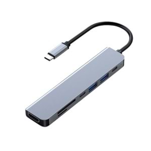 FRISBY FA-7684C Type-c -7in1 USB-C+HDMI +SD-TF+USB3,0+PD+USB-C