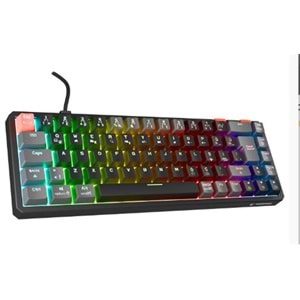 Rampage YORU MINI PRO Siyah-Gri Bağlantı OUTEMU Red Swich Q Kablosuz RGB Mekanik Oyuncu Klavyesi