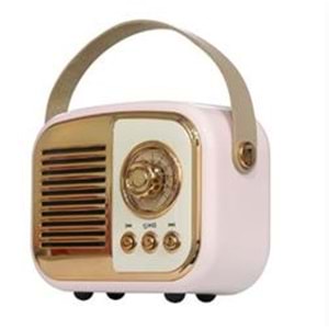 Mikado MD-24BT Echoes 3W 800mAh Pembe Usb+TF Kart+Bluetooth Destekli Klasik Retro Müzik Kutusu
