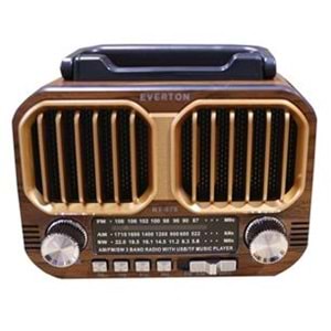 Everton RT-679 Bluetooth-USB-SD-FM Şarjlı Solarlı Nostaljik Radyo 