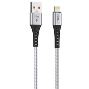 Hytech HY-X331 1m 2.4A Lightning Silver Gri Data + Şarj Kablosu