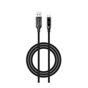 S-link Armor LED UC-066 66W 1m USB to Type-C PD Örgülü LED Başlıklı Siyah Hızlı Şarj Kablosu