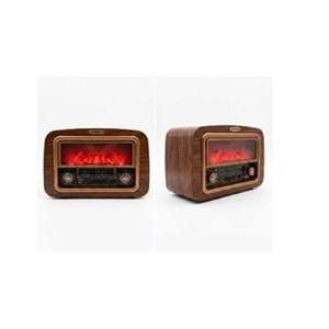 Everton Rt-742 Şömine Göstergeli Bluetooth Fm-Usb-Tf-Aux Şarjlı Nostaljik Radyo