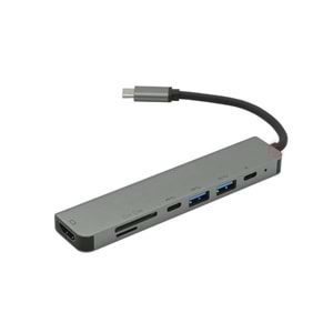 Frisby FA-7662TC USB Type-C™ - HDMI + SD-TF + USB 3.0 Adaptör + PD Şarj