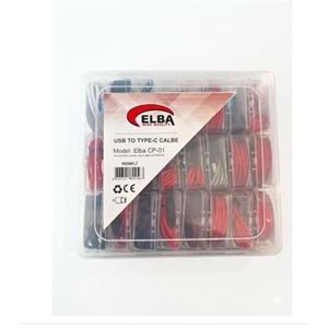 Elba CP-01 Şeffaf Kutulu Usb To Type-c Renkli(Kırmızı,Lacivert,Beyaz,Gri,Bordo)24lü Şarj Kablosu 
