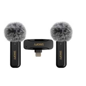 Snopy SN-MW80 Siyah 2 Mikrofonlu Kablosuz Lightning Yaka Mikrofonu