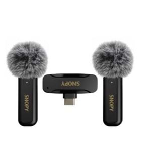 Snopy SN-MW80 Siyah 2 Mikrofonlu Kablosuz Type-c Yaka Mikrofonu